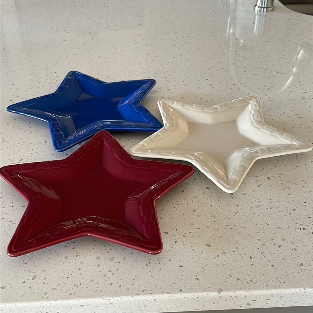 Longaberger Star Plates, Red, White, and Blue